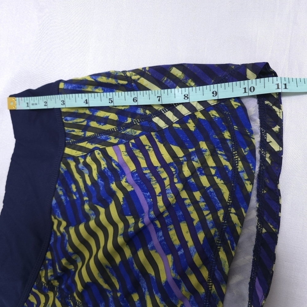 Athleta Women’s Athletic Swim Workout Striped Neon Navy Running Shorts Small - Picture 8 of 9
